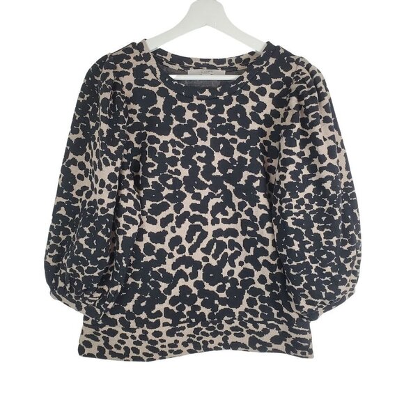 LOFT XS Cheetah Print 3/4 Balloon Sleeves Knit Sweater‎ - Picture 1 of 8
